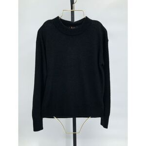 Quince Baby Alpaca-Wool diamond weave sweater in black.